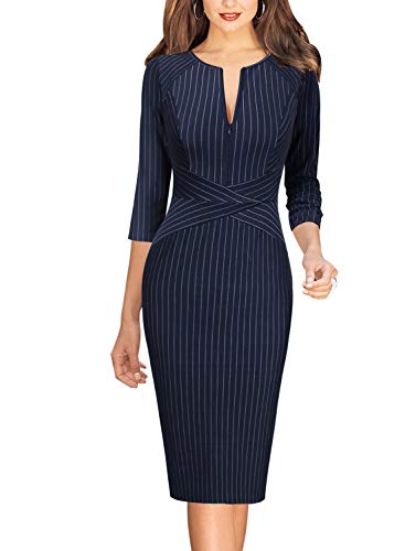VFSHOW Womens Work Business Office Zipper Up Slim Bodycon Sheath Dress