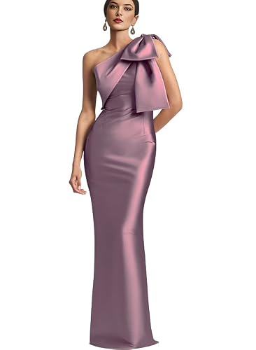 IIF One Shoulder Mermaid Bridesmaid Dresses for Wedding Bodycon Prom Dress Long Formal Evening Gowns Mauve US Size 0 IIF043