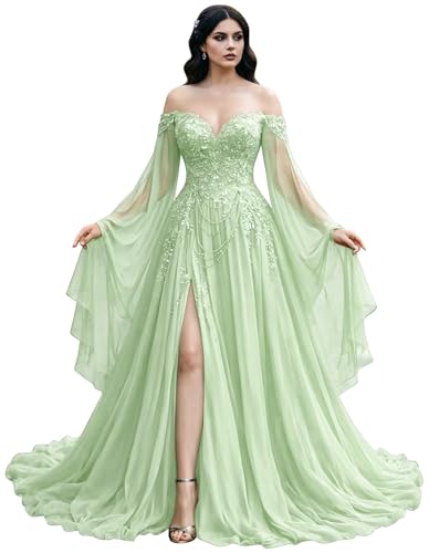 Mauuwy Gothic Quinceaneras Dresses with Side Split Sage Green Size 14