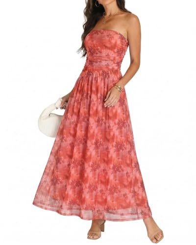 OULESIS Cocktail Dresses for Women Summer Floral Wedding Guest Maxi Dress