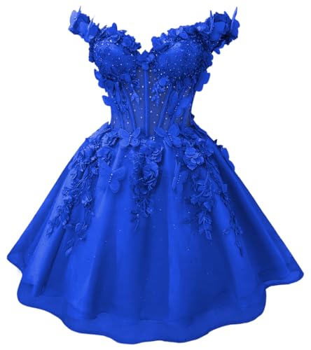 Youjiayi Off Shoulder Glitter Tulle Homecoming Dress Royal Blue Size 12
