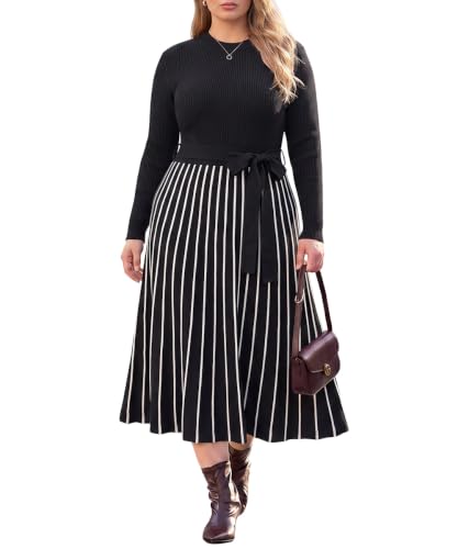 RITERA Plus Size Black Sweater Dresses for Women 5X Wedding Guest Dress