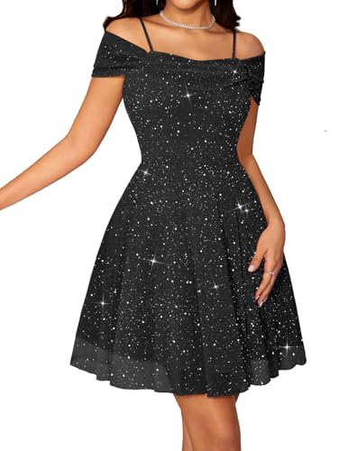 Meetjen Women's Short Prom Dress Semi Formal Homecoming for Teen Black L