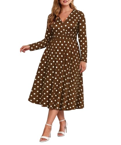 CARCOS Plus Size Fall Dresses V Neck Curvy Women Wrap Maxi Dresses 5XL
