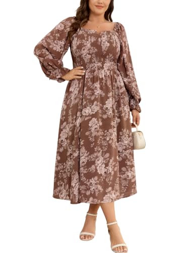 SCOMCHIC Womens Plus Size Casual Floral Maxi Dress