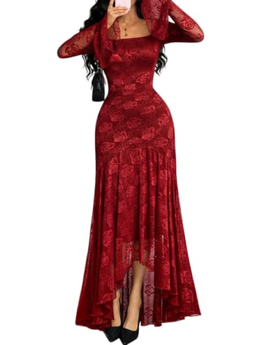 GothDark Formal Dresses for Wedding Guest Red Large Fits US Size 8 to 10