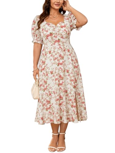 Women Plus Size Floral Summer Dress for Wedding Guest Vacation