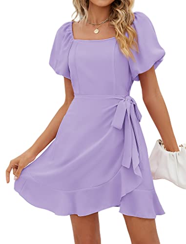 Sampeel Homecoming Dresses for Teens Preppy Cute Bridesmaid Petite Summer Picnic Dress XS Light Purple