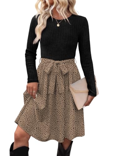 OFEEFAN Sweater Dress Long Sleeve Dress Fall Outfit Winter Clothing M | Casual Flowy Long Dresses With Pockets, High Waist, A Line, 2027 Fall Semi Formal Cocktail Party Dress