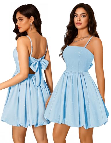DRESSTELLS Formal Bubble Dress, Teen's Summer Homecoming Dresses Blue L