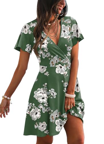 Green Dress Casual Empire Waist Bridal Shower Summer Outfits Floral XXL