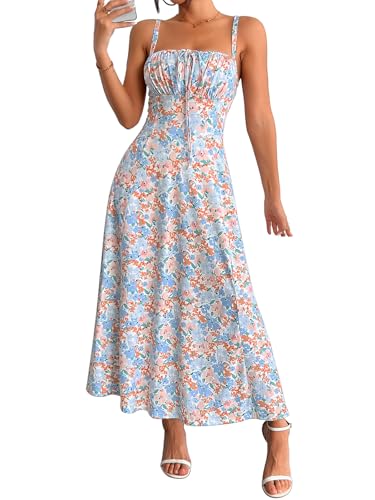YATHON Sun Dresses for Women 2026 Vacation Aline Sleeveless Floral Print Beach Dress for Women Maxi (YT552-Pink B Floral 01,M)