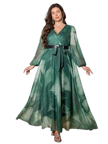 Womens Summer Dresses,Plus Size Floral Patterns Vintage Cocktail Boho Casual Maxi Wedding Guest Dresses for Women Green