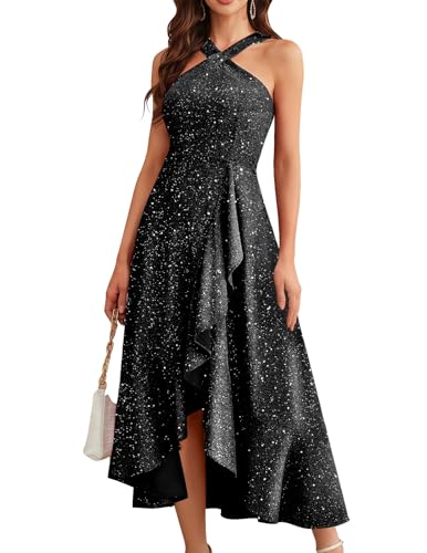 Bbonlinedress Women Sequin Cocktail Wedding Guest Evening Dress Black L