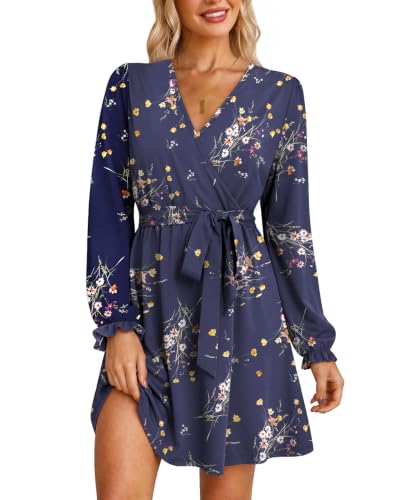 OFEEFAN Fall Dresses for Women 2026 Wrap Wedding Guest Fall Dress Branch L