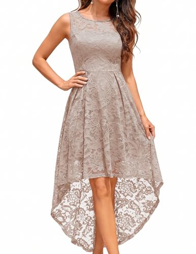 MUADRESS Women's Lace Cocktail Dress High Low HOCO Prom Champagne S