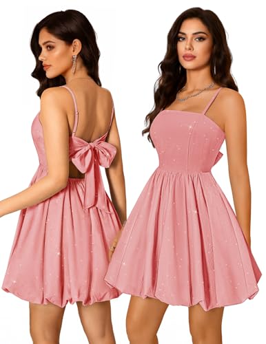 Short Bubble Dress Summer 2026, Teen's Homecoming Cocktail Dress Pink M