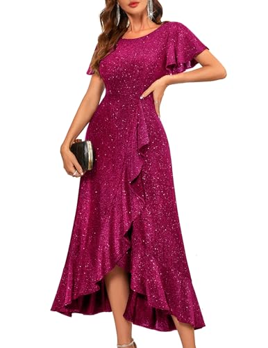 BeryLove Womens Prom Dresses for Women Sequin Evening Party Dress Rose S