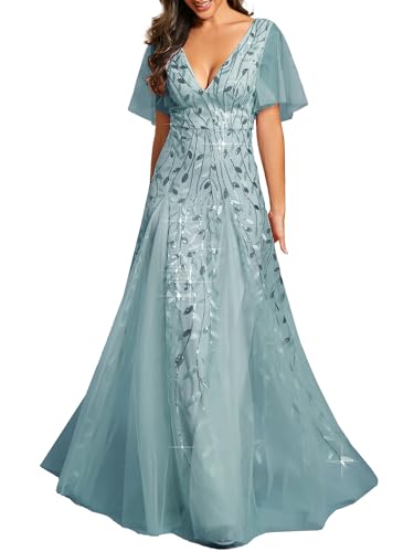 Ever-Pretty Women's Sequin V-Neck Formal Mother of the Bride Dresses