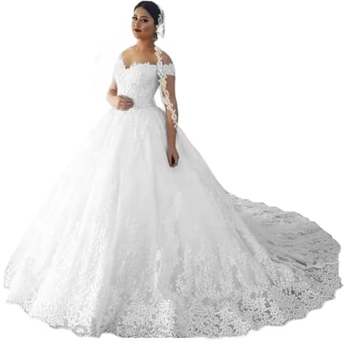 XYAYE Off the Shoulder Princess Wedding Dresses for Bride 2021 Lace Dress