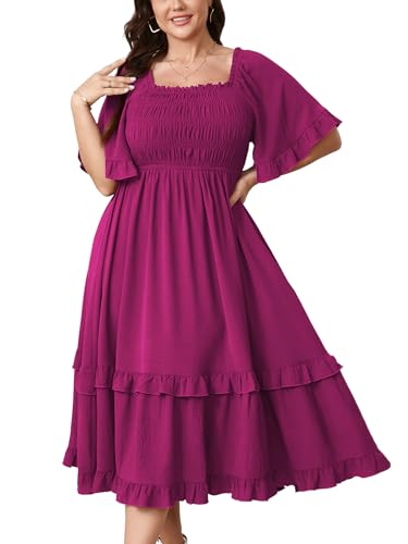 SCOMCHIC Women's Plus Size Maxi Summer Wedding Guest Cocktail Boho Dresses