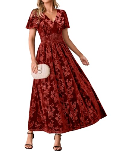 BerryGo Womens Velvet Formal Wedding Guest Dresses Fall Cocktail Maxi Dress