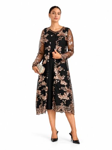 MSGLAMOR 2 piece Wedding Guest Dress Sequin Mother of the Bride Dresses | Lace Sequin Jacket, Sleeveless V Neck A Line Maxi Gown for Prom Party Bridesmaid, Spring Summer Fall Winter Formal Cocktail