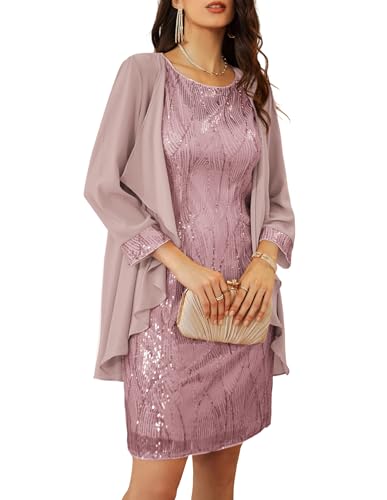 GRACE KARIN Women's Jacket Dresses for Women Sequins Glitter Banquets Dress 2025 Gray Purple L