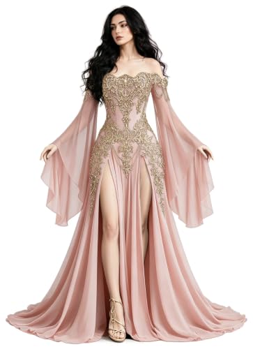 Mauuwy Split Victorian's 18th Wedding Dress with Gold Dusty Rose Size 0
