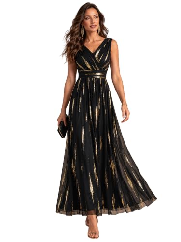 Ever-Pretty Women's Sequin A-Line V-Neck Maxi Fall Formal Evening Dress
