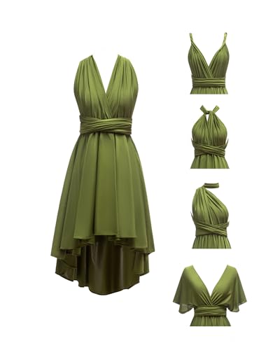 Lxhome Knee Length Infinity Dress with Bandeau A line Bridesmaid Dresses for Women Short Convertible Gown Multiway Formal Clover One Size