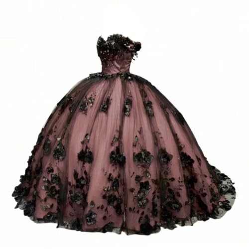 Mauuwy Shiny Dusty Rose V Neck Gothic Quinceanera Dress 2024 Ball Gown