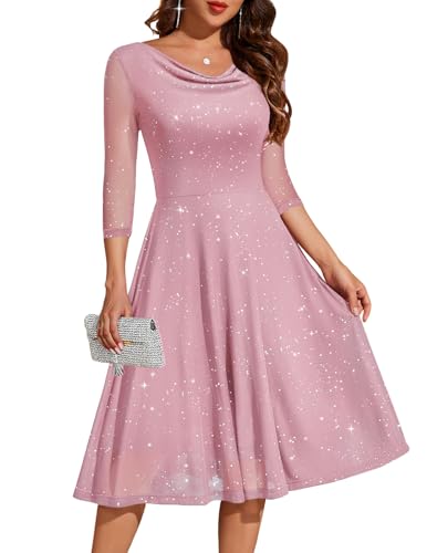 Formal Dresses Women Sparkly Sequin Cocktail Wedding Guest Dress Blush L