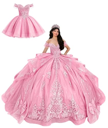 Mauuwy Pink Quinceañera Dresses 2 in 1 Pageant Dress Size 6