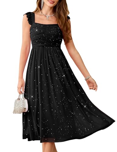 Wedtrend Sparkly Ruffle Strap 80s Cocktail Formal Dress for Women BlackXXL