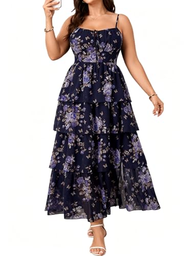 SHESTARR Womens Plus Size Wedding Guest Floral Maxi Dress