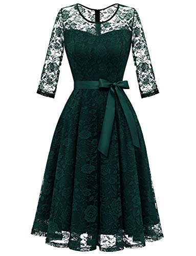 Dressystar Women’s Floral Lace Wedding Guest Bridesmaid Dress Green S
