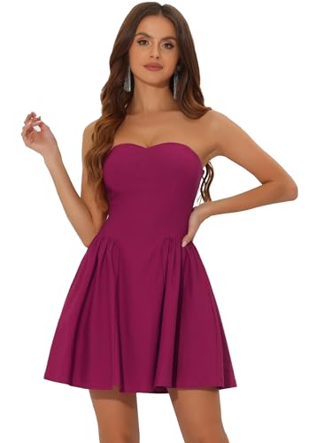 Allegra K Women Sexy Strapless Off Shoulder 2026 Cocktail Party Mini Dress