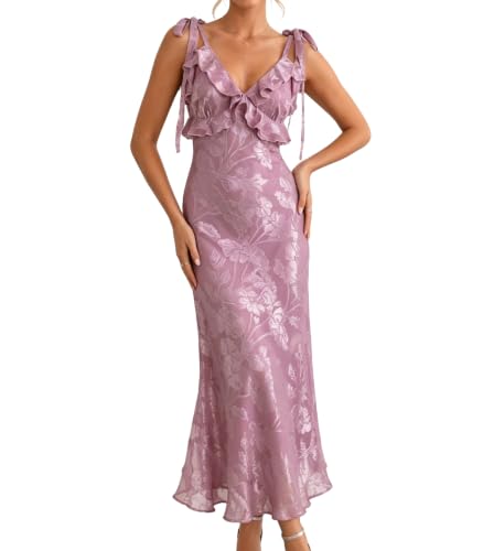 RIHOAS Women's Purple Floral Maxi Dress Wedding Guest Cocktail Semi-Formal