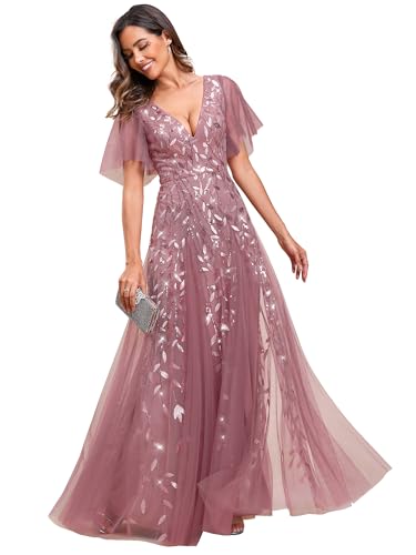 Ever-Pretty Women's Sequin V-Neck Formal Mother of the Bride Dresses Orchid