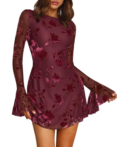 BTFBM Women Floral Wedding Guest Dress Fall 2026 Mini Dress