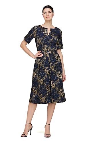JS Collections Women's Florence Cocktail Dress, DEEP Navy/Gold