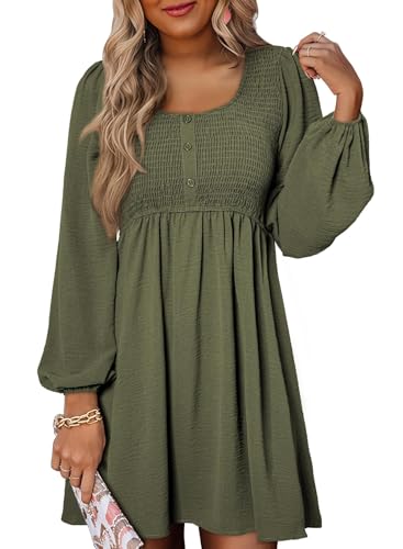 Dokotoo Womens Fall Dresses 2026 Casual Mini Dress Olive Green Dress L