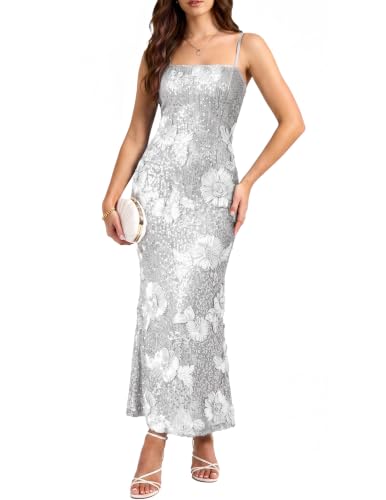 Women Floral Sequin Maxi Dress Wedding Guest Formal Cocktail Long Dress