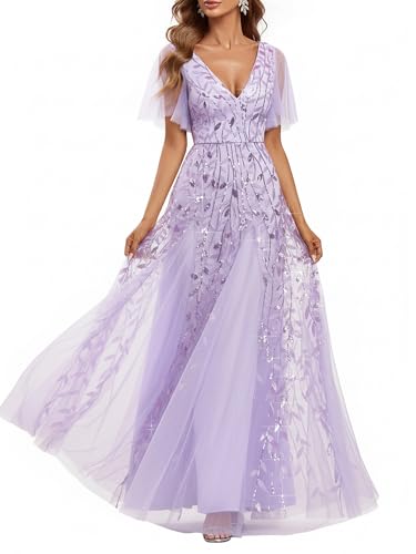 Ever-Pretty Women's Sequin V-Neck Formal Mother of the Bride Dresses