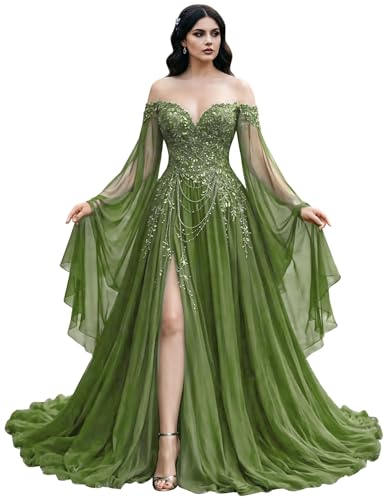 Mauuwy Gothic Weeding Dresses for Brides Sage Tassels Size 12