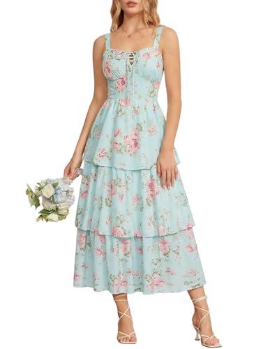 Floral Corset Dress for Women Summer Wedding Guest Dresses Blue Pink 6