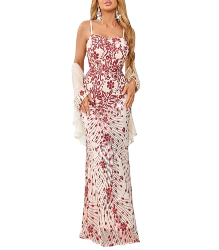 Cololura Women Two Piece Sequin Bodycon Formal Dress Evening Gown Jacket
