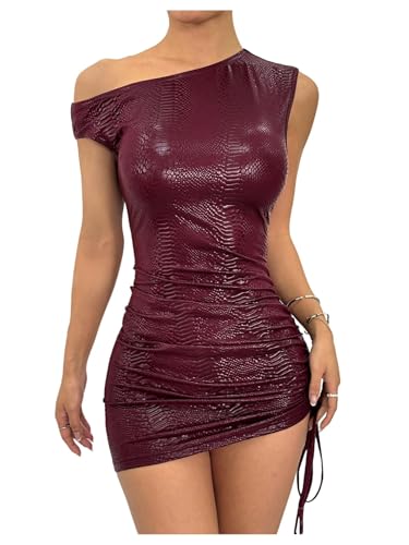 Milumia Women's Off Shoulder Pu Leather Mini Dress Party Club Short Dresses