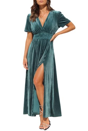 Maxigerui Women's Velvet Maxi Dress Fall Formal Wedding Guest Dress L